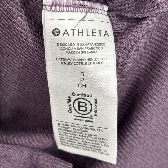 Athleta Uptempo Ribbed Long Sleeve Henley Tee Purple Size Small - Picture 10 of 10